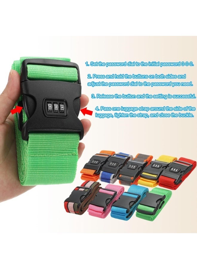 Straps, 4 Pack Suitcase Straps Adjustable Luggage Belts Strap with Combination Lock TSA Approved for Luggage Suitcases Travel, Yellow - Image 2